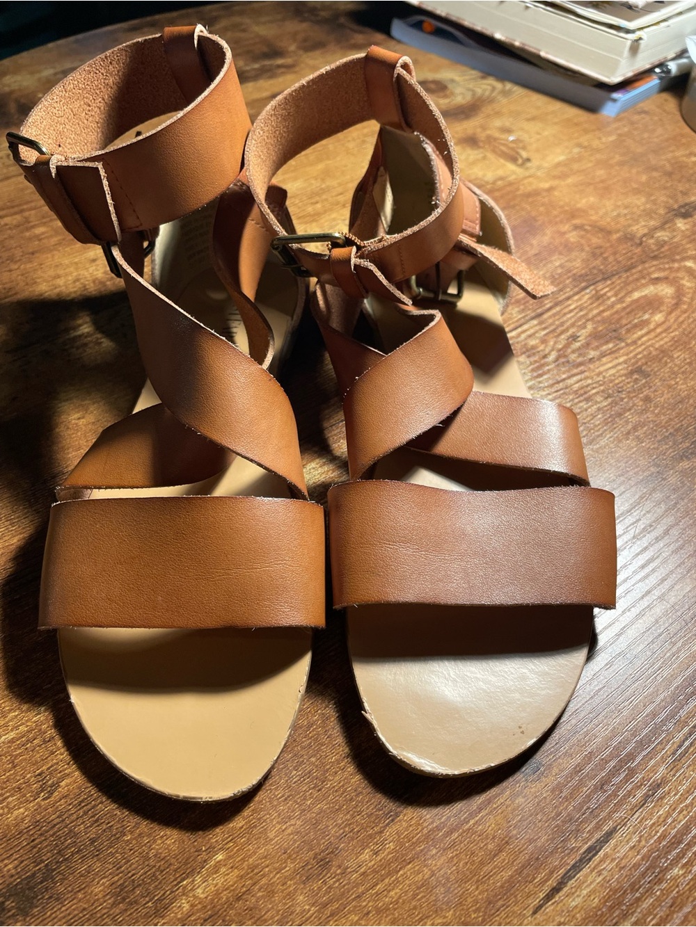 JustFab Brown Wrap-Strap Ankle Sandals size 38.5 ( woman's 7.5-8)